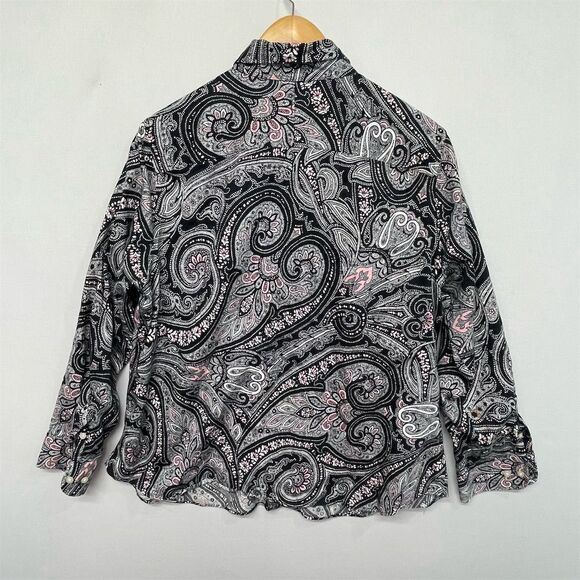 Chaps Women's Long Sleeve Paisley Button-Up Blouse Top Size 1X Floral M185 -4 - Picture 13 of 13